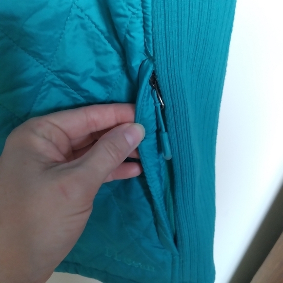 L. L. Bean Blue Green Quilted Fleece Lined Full Zip Sleeveless Vest Size Large - Picture 11 of 16